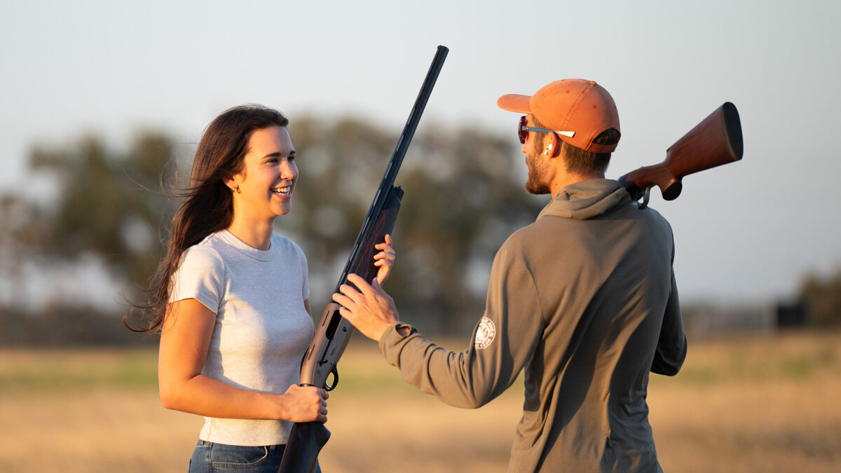 A shotgun lesson on the course at Hog Heaven
